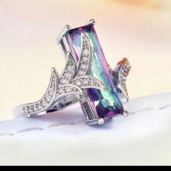 Rainbow Mystic Fire Topaz Ring - Picture 11 of 14